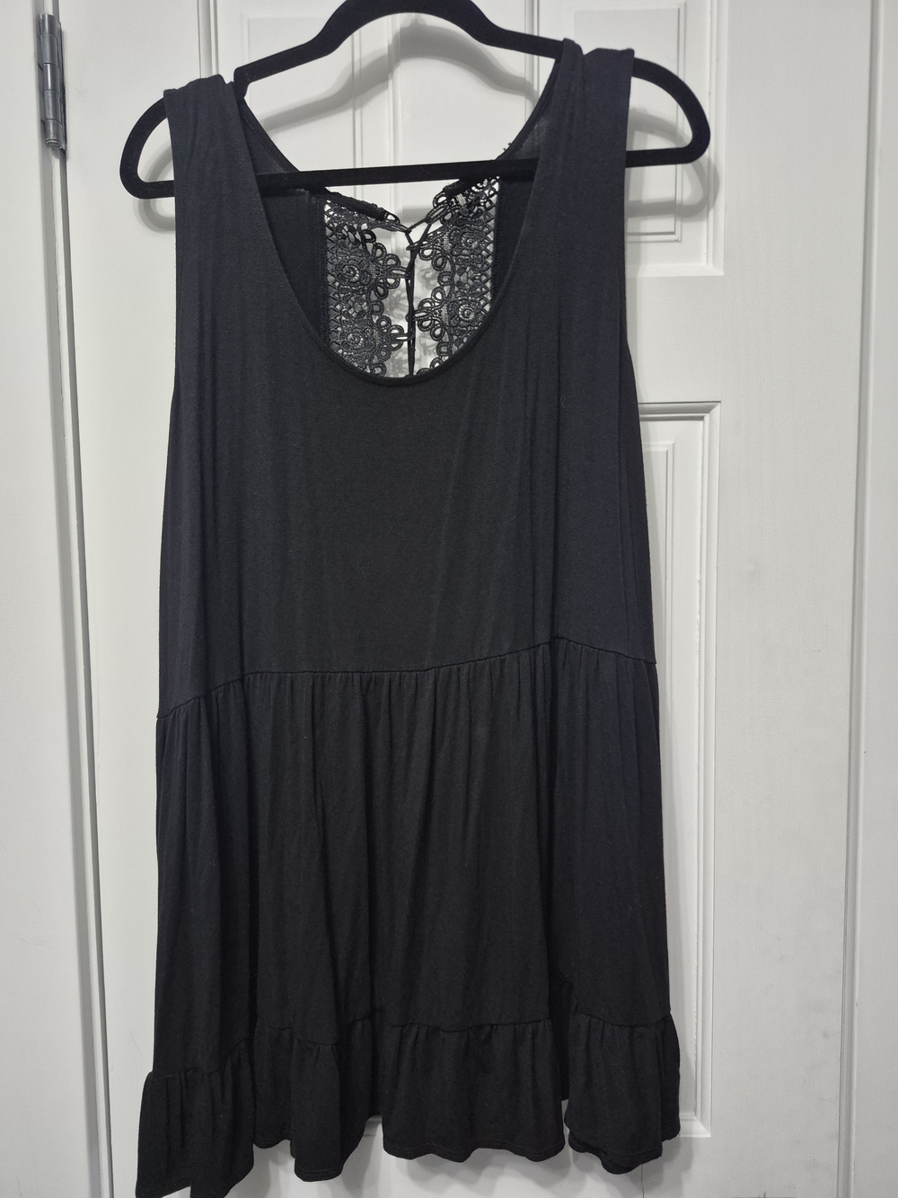torrid Black Tiered Tank with Lace Back